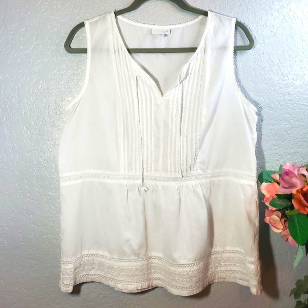 J.Jill Cotton White Sleeveless top, Size S